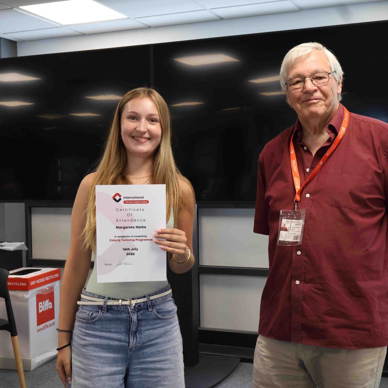 a Student receives her certificate